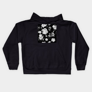 Black and white beaded floral print Kids Hoodie